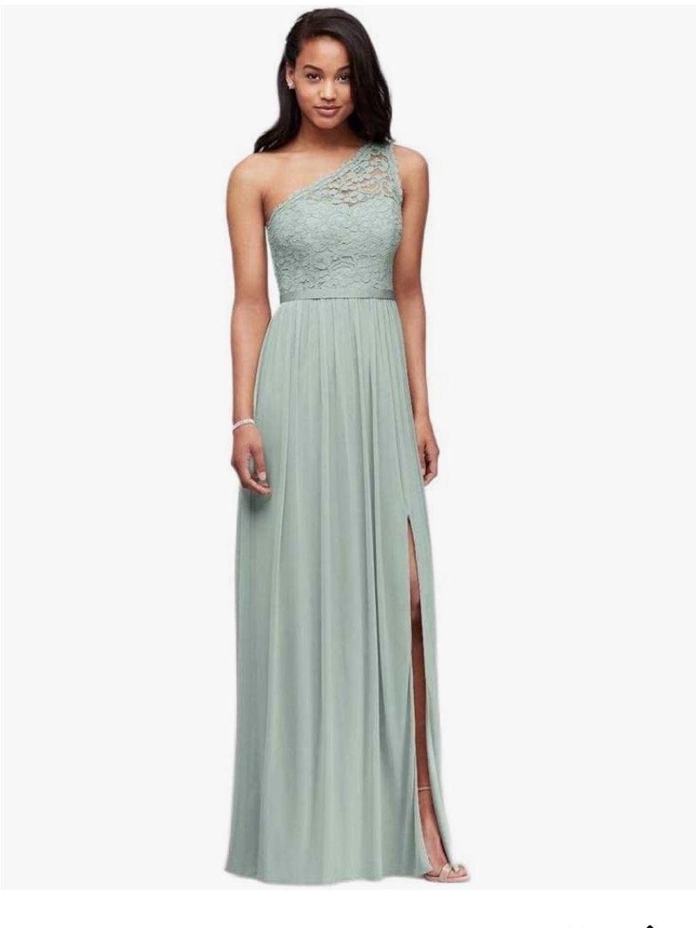 David’s Bridal One-Shoulder Long Lace Dress